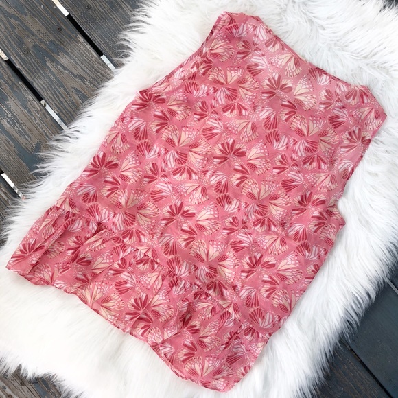 ModCloth Pink Butterfly Sheer Ruffle Tank Top - Picture 3 of 8